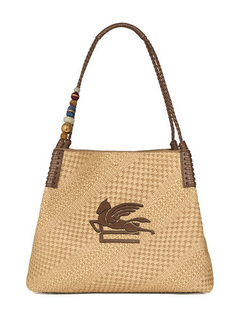 Large Libra Shopping Bag in Raffia Light Brown