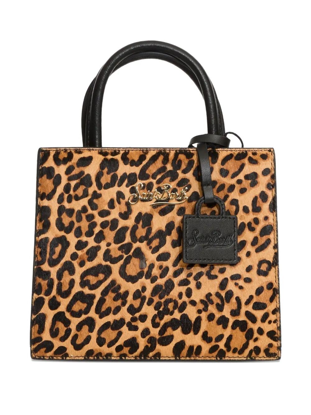 MC2 SAINT BARTH Leopard Brushed Leather Shop Bag Mini