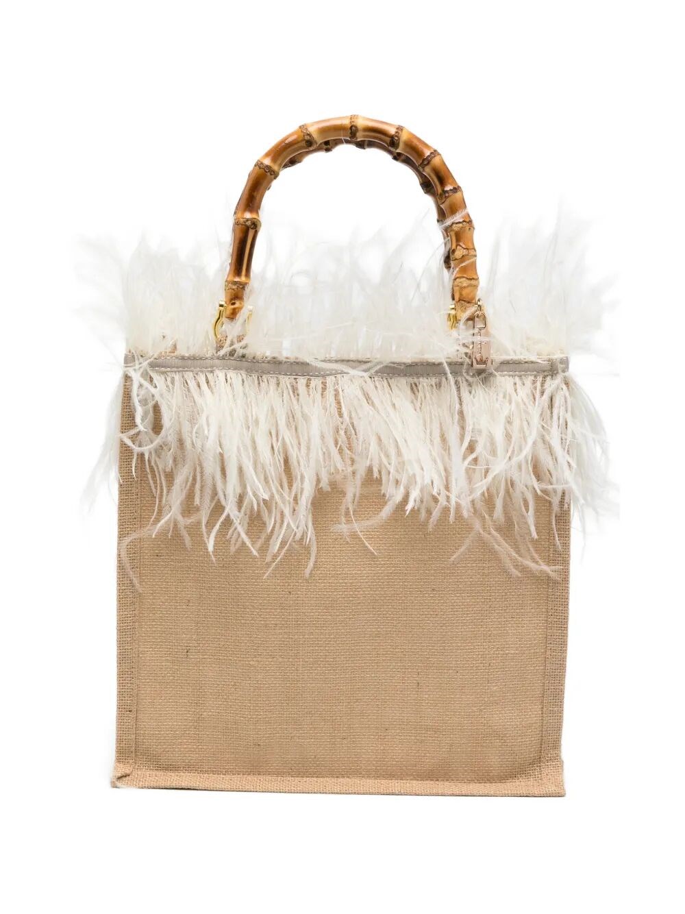 LA MILANESA "Violeta" Yuta And Feathers Medium Bag