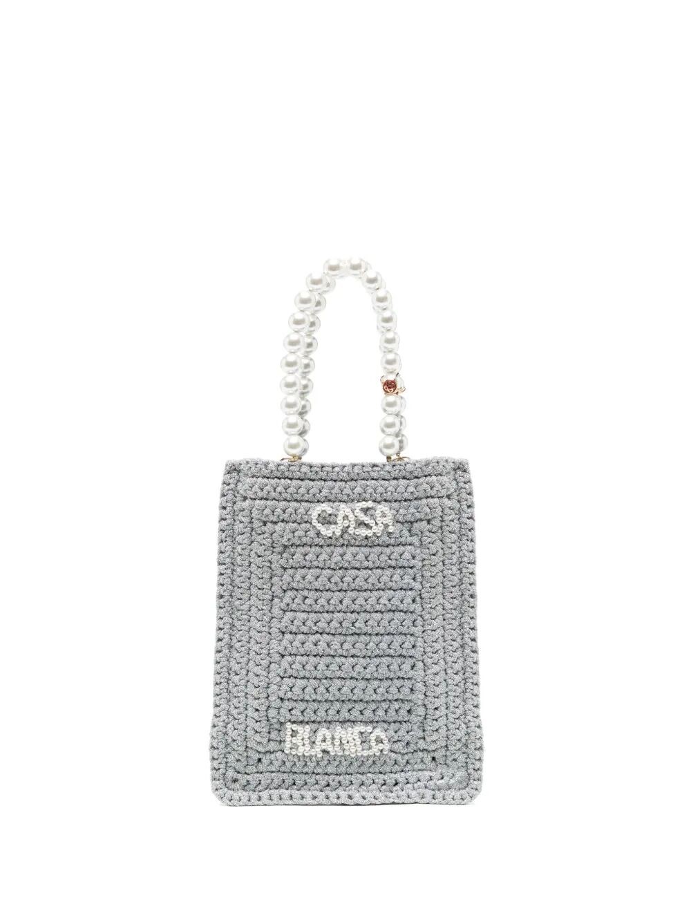 CASABLANCA Pearl Mini Crochet Shopping Bag