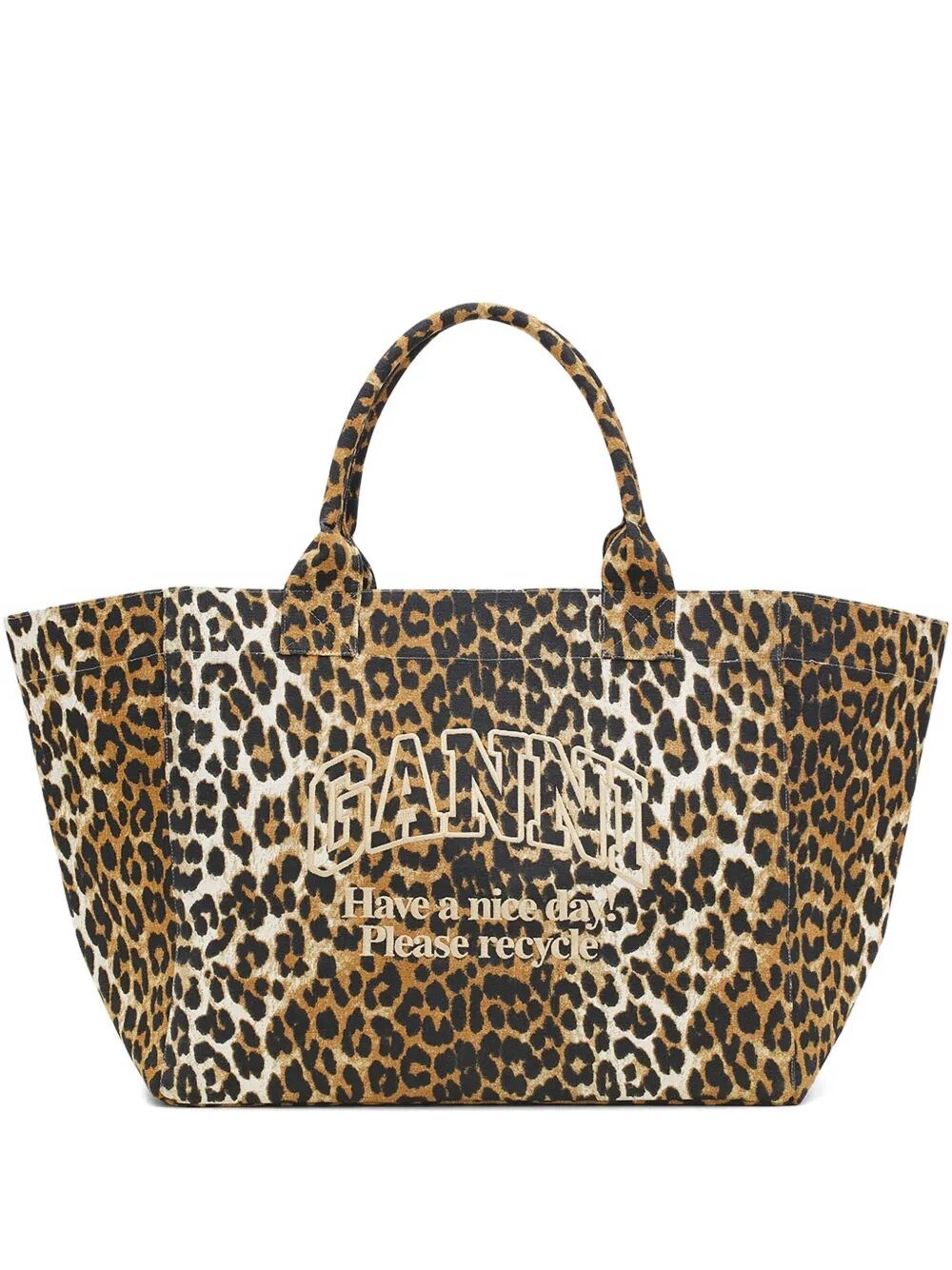 GANNI Handbag Leopard Print "Shopper Xxl Pocket Print Bag"