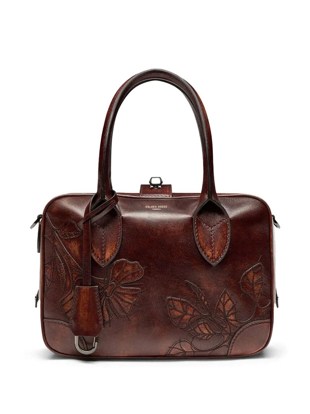 GOLDEN GOOSE Vita Bag With Flower Embroidery And Ruthenium Metal Detai