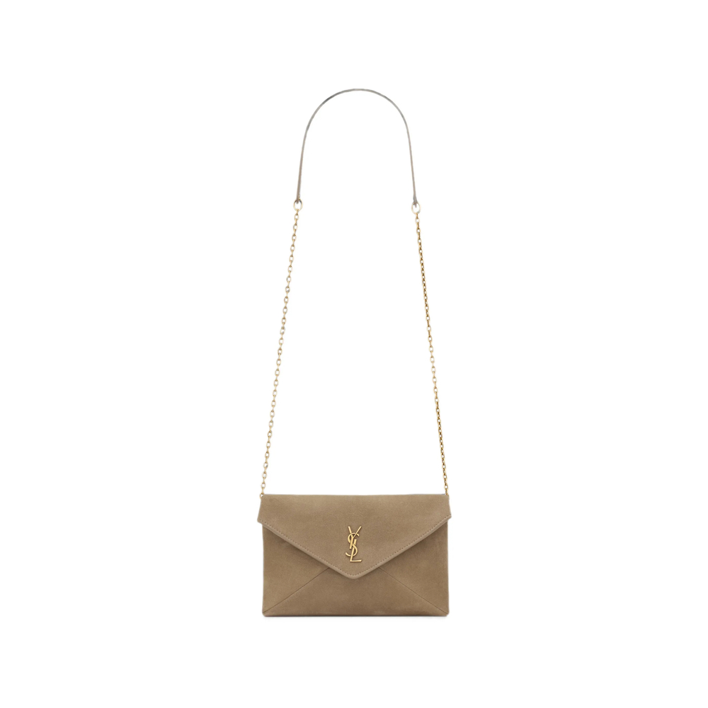 Saint Laurent Cassandre Small Chain Pouch In Suede