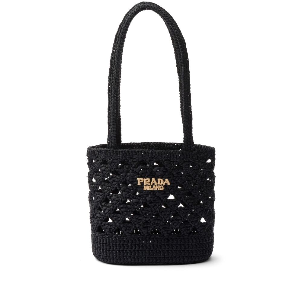 Prada Logo-embroidered Crochet Shoulder Bag
