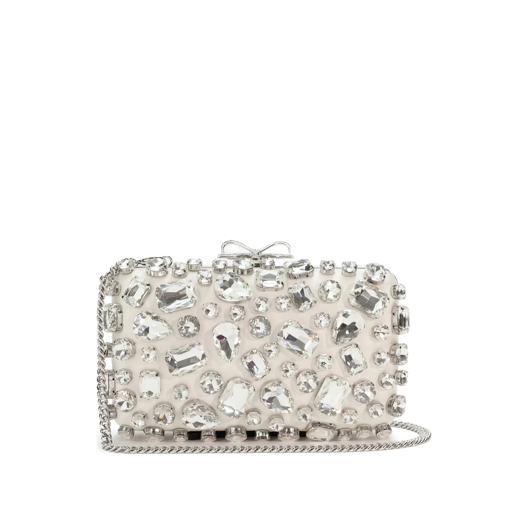 Self-portrait Satin Crystal-embellished Clutch Bag