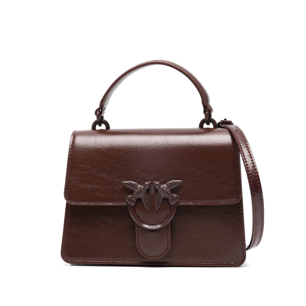 Pinko Mini Love Bag One Top Handle Light Small Handbag In Shiny Leather