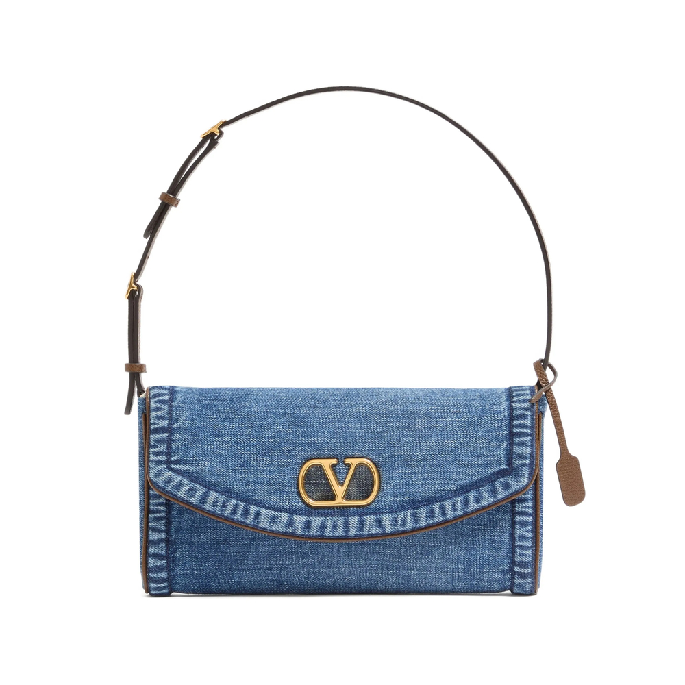 Valentino Garavani DeVain Small Denim Shoulder Bag