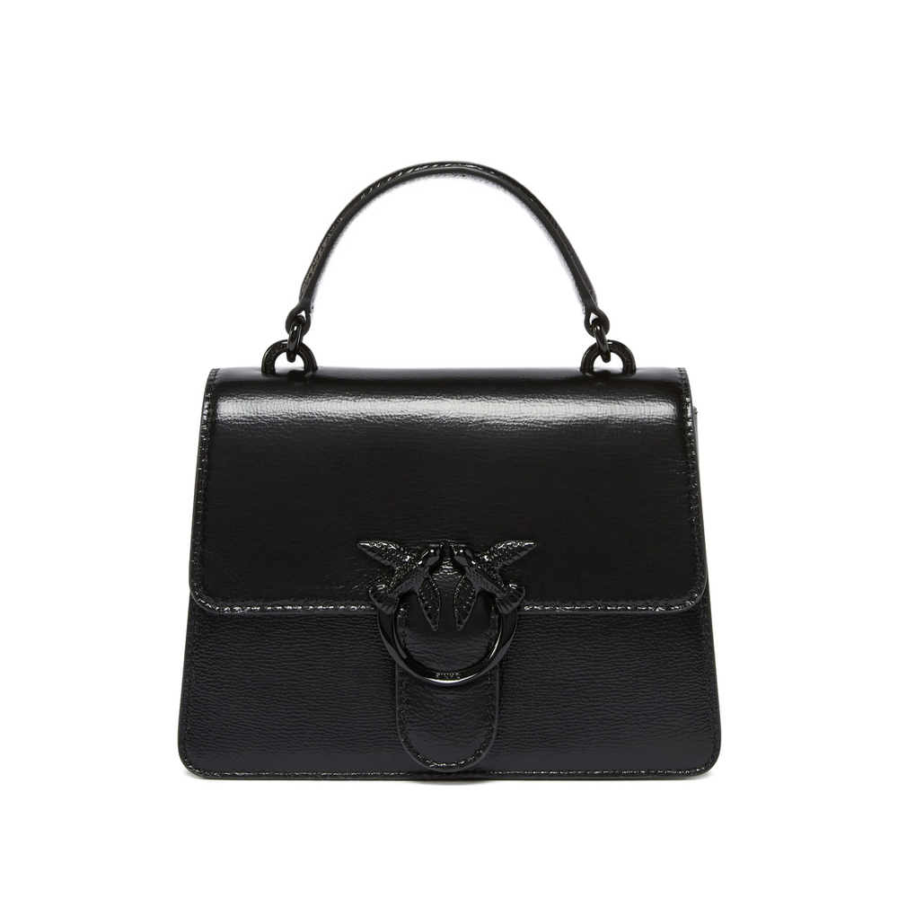 Pinko Mini Love Bag One Top Handle Light Small Handbag In Shiny Leather