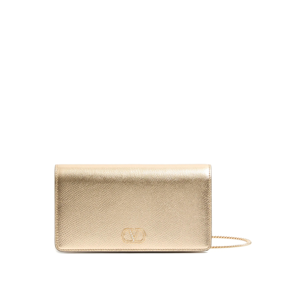 Valentino Garavani Vlogo Signature Mini Shoulder Bag In Laminated Grainy Calfskin With Jewel Logo