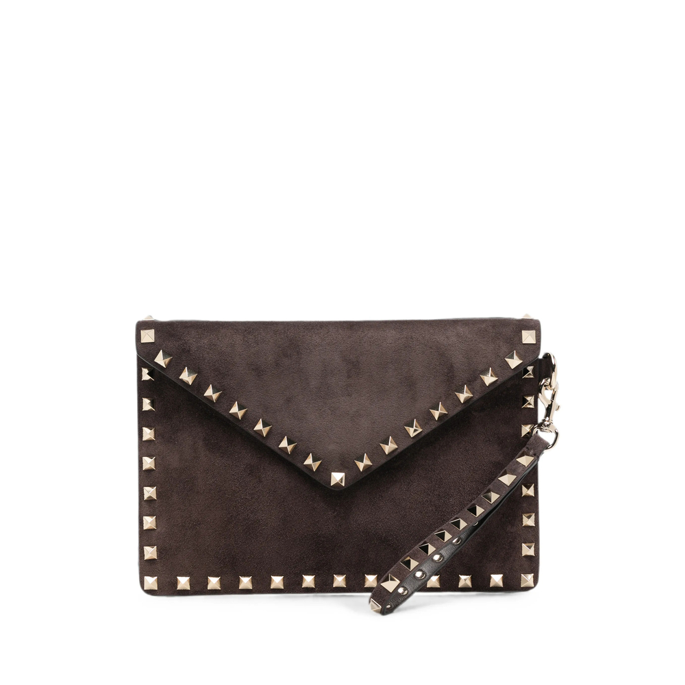 Valentino Garavani Rockstud Suede Clutch Bag