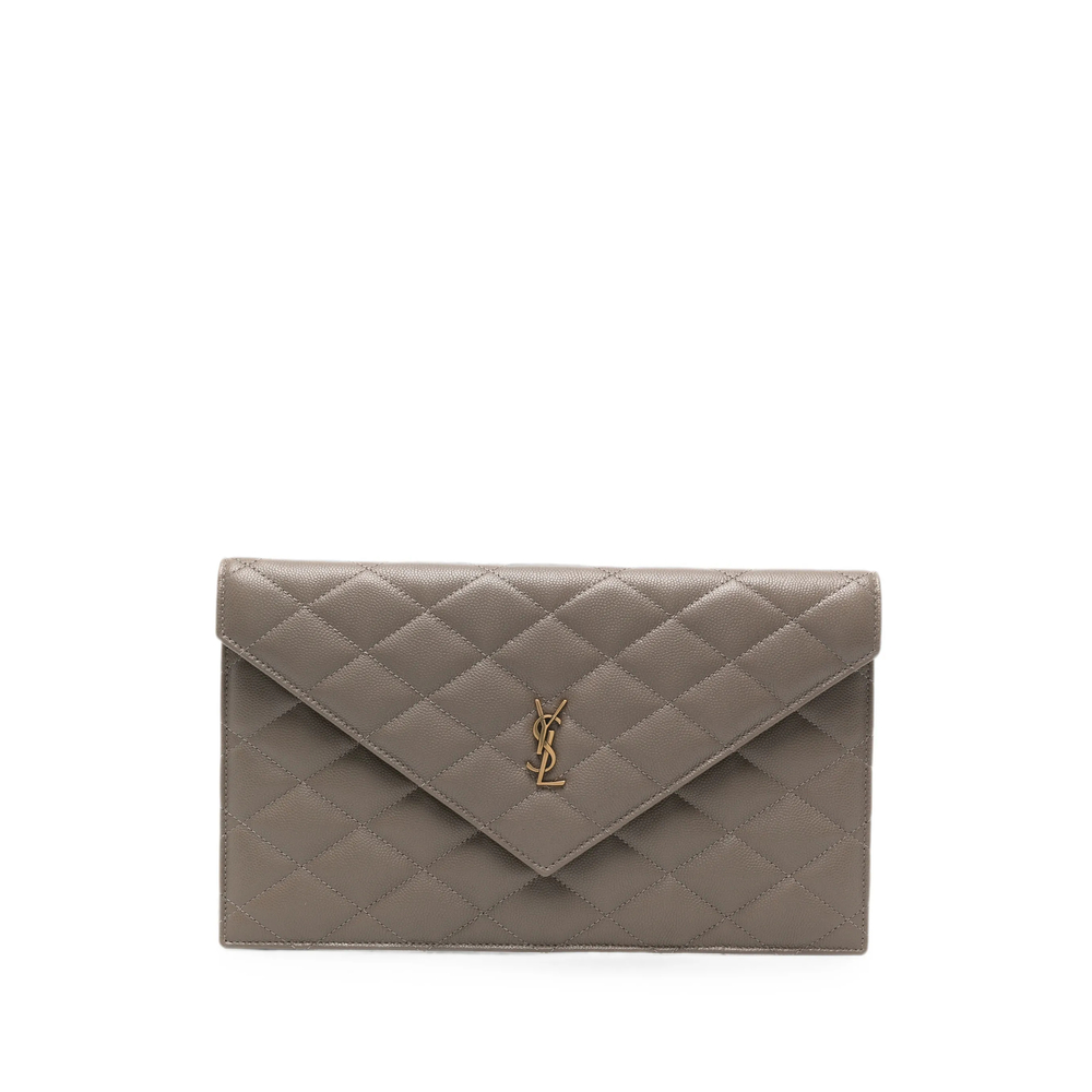 Saint Laurent Cassandre Quilted Leather Clutch Bag