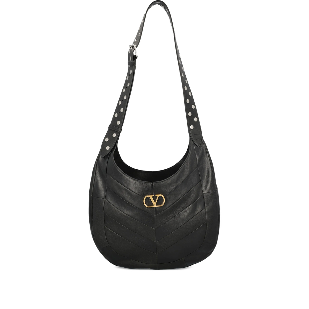Valentino Garavani Nappa Leather Shoulder Bag With Chevron Pattern