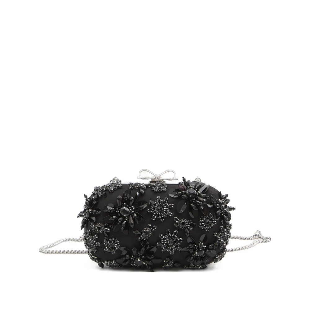 Self-portrait Floral Crystal Clutch Bag
