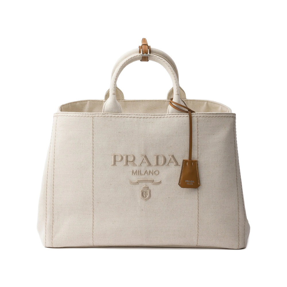 Prada Jardinière Extra-large Linen Blend Tote Bag
