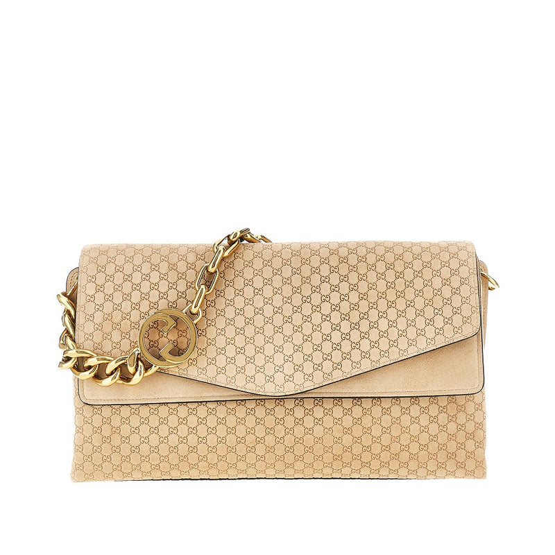 Borsa in pelle con catena Incrocio GG