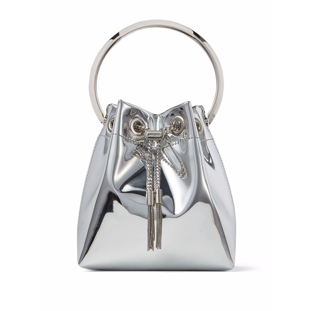 Jimmy Choo Mini Bon Bon Metallic-effect Bucket Bag