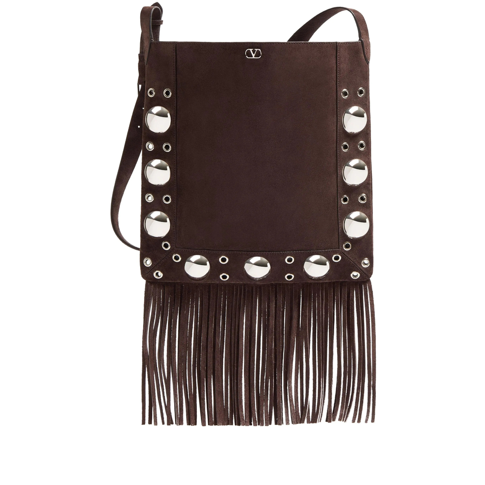 Valentino Garavani Nellcôte Suede Shoulder Bag With Fringes