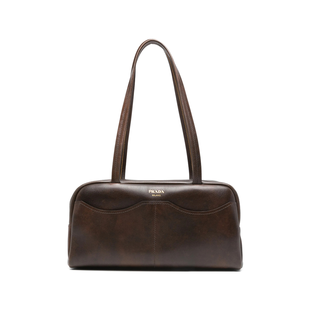 Prada Carry Large Antiqued Leather Top-handle Bag