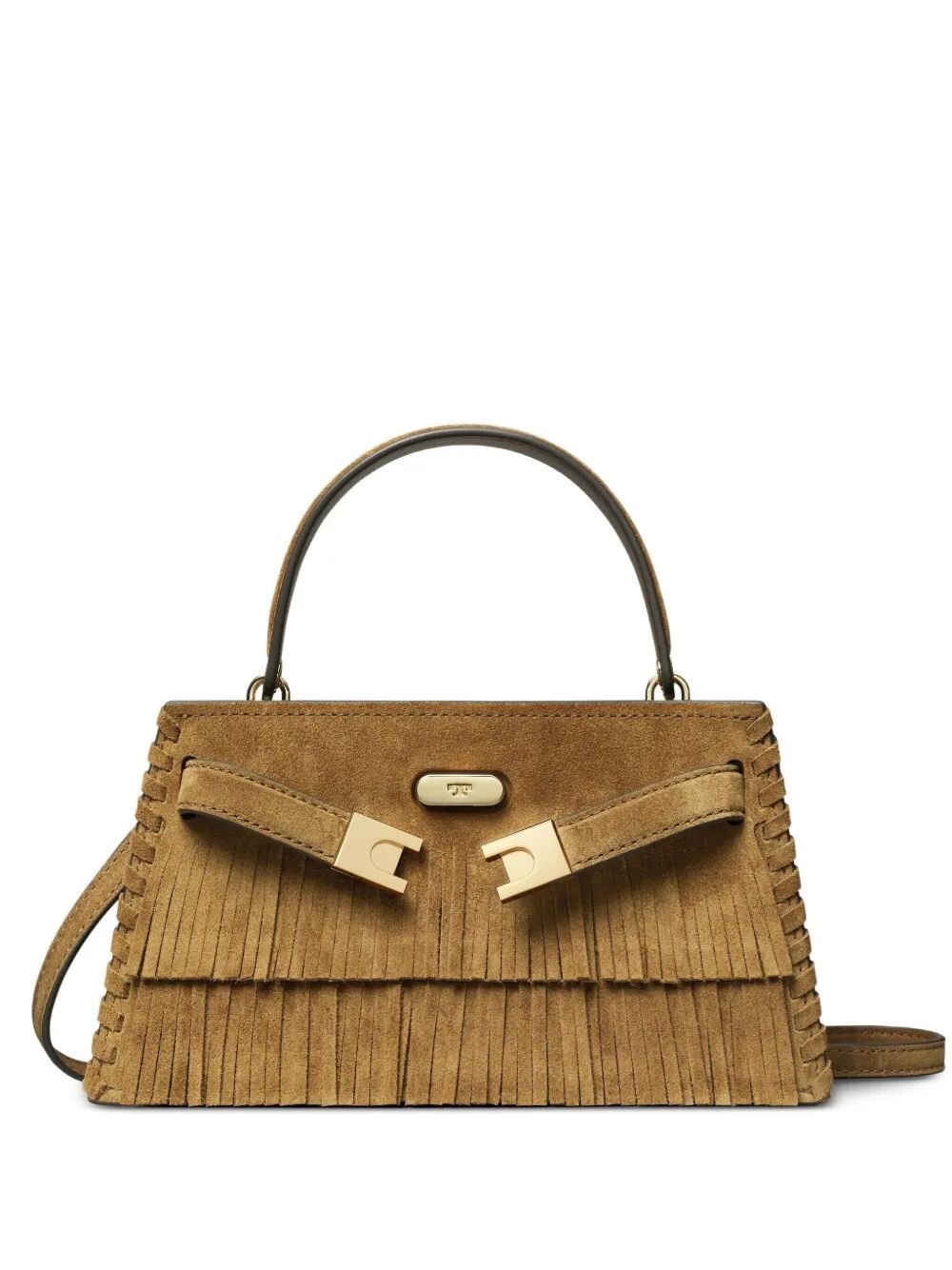 TORY BURCH "Lee Radziwill" Petite Suede Fringe Mini Top Handle