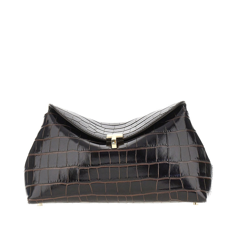 Clutch T-Lock in pelle stampa cocco