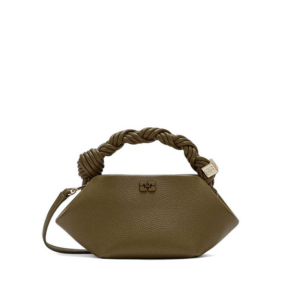 Ganni Mini Bou Bag In Green Grained