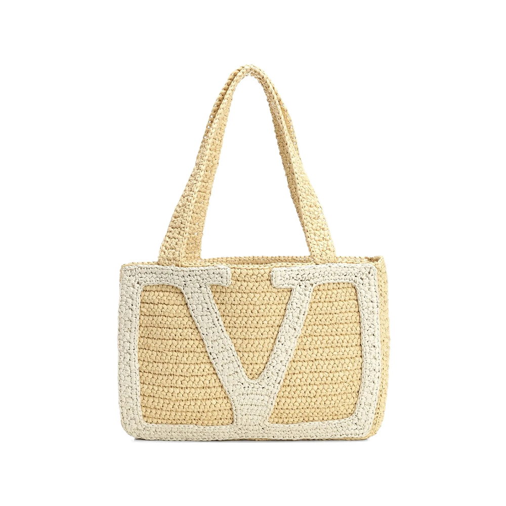 Valentino Garavani Viva Superstar Medium Shopping Bag In Raffia