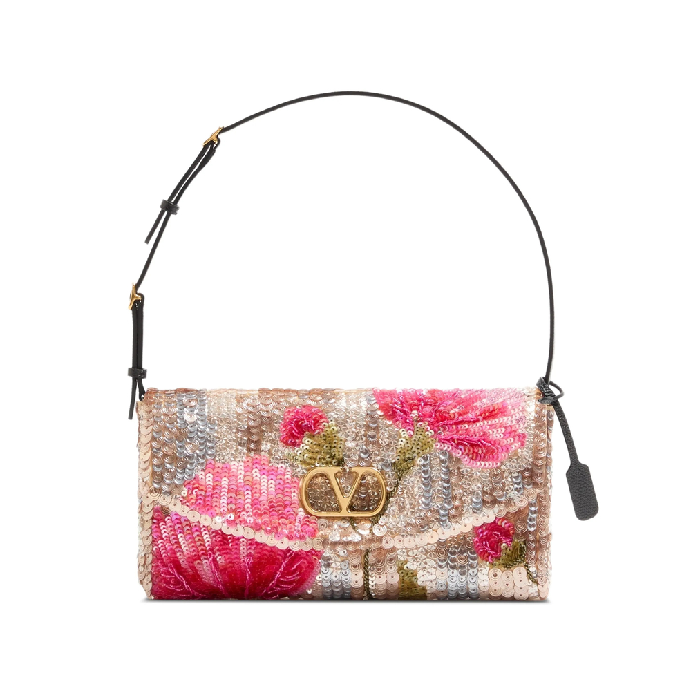 Valentino Garavani Devain Embroidered Shoulder Bag