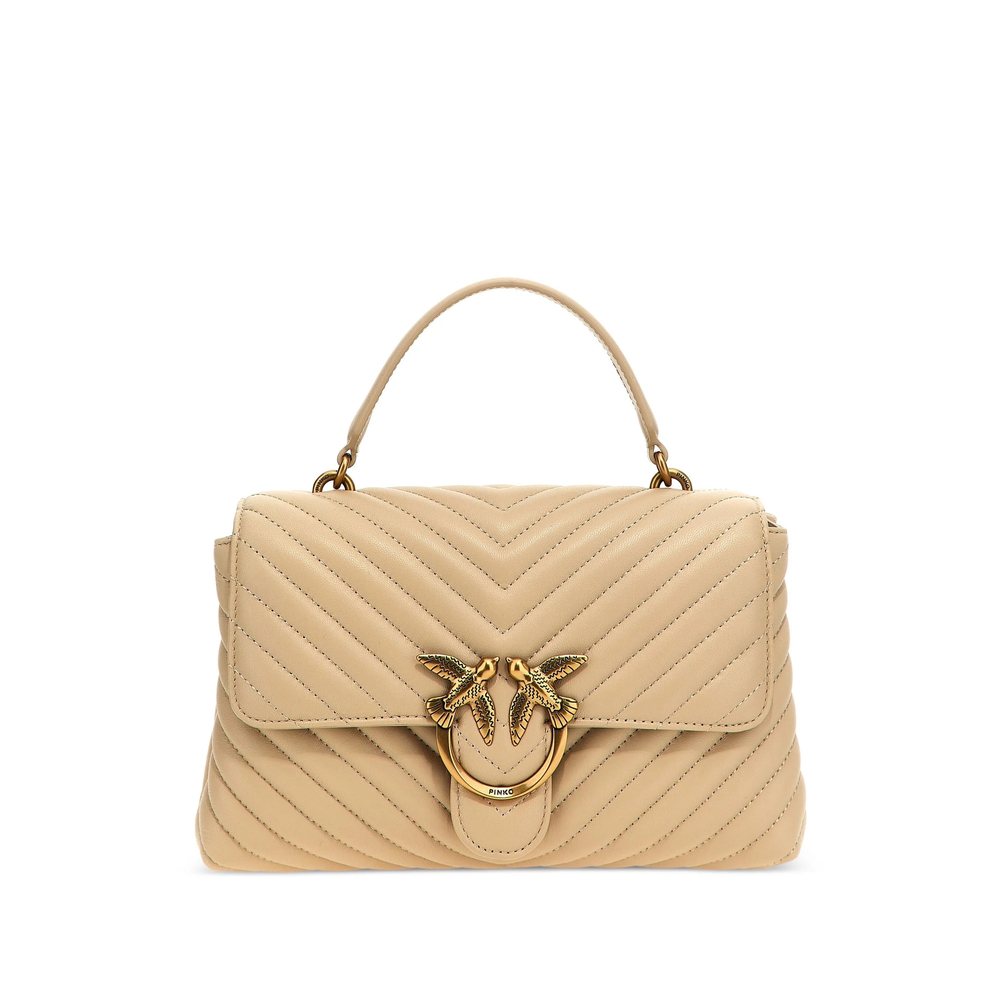 Pinko Lady Love Bag Puff Medium Handbag In Chevron Nappa Leather
