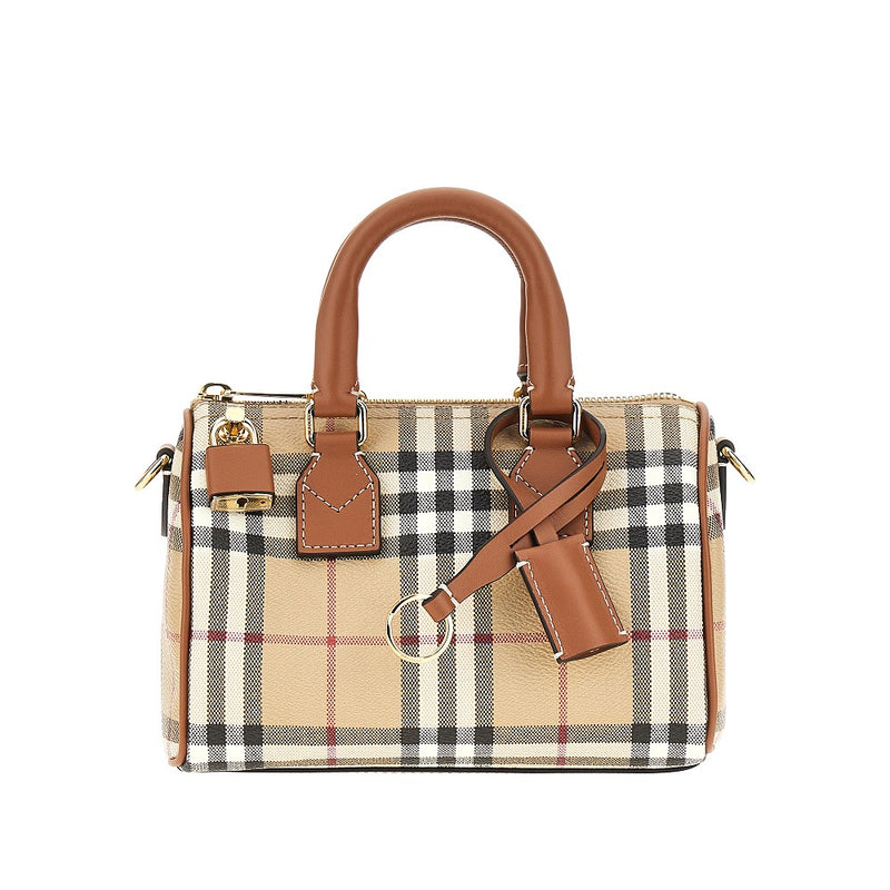 Borsa bowling mini in tessuto spalmato Check