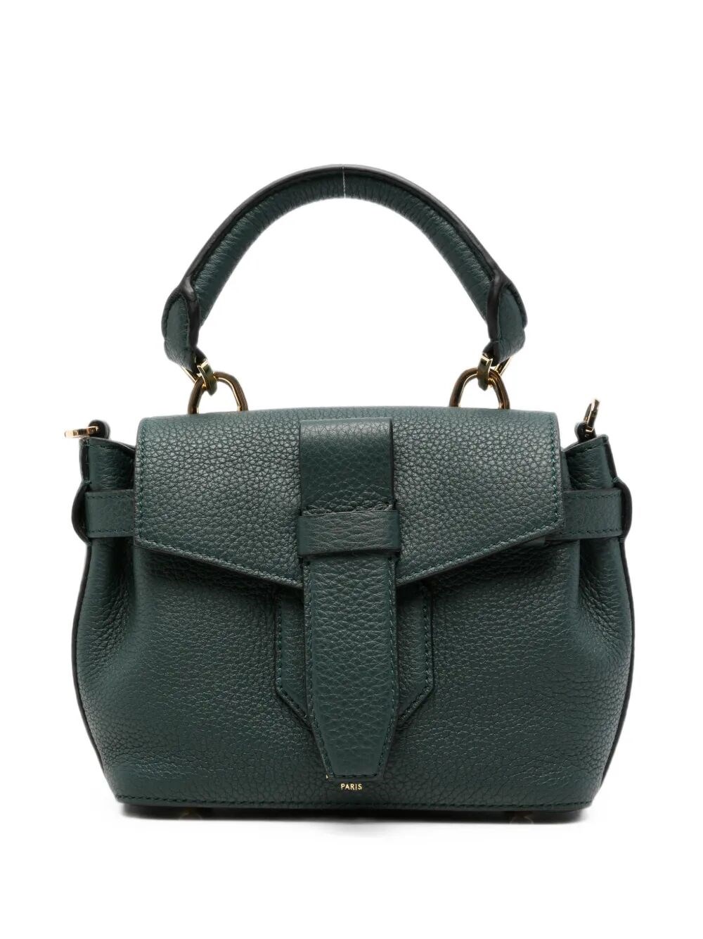 LANCEL Handbag Green Leather "Charlie Mini"