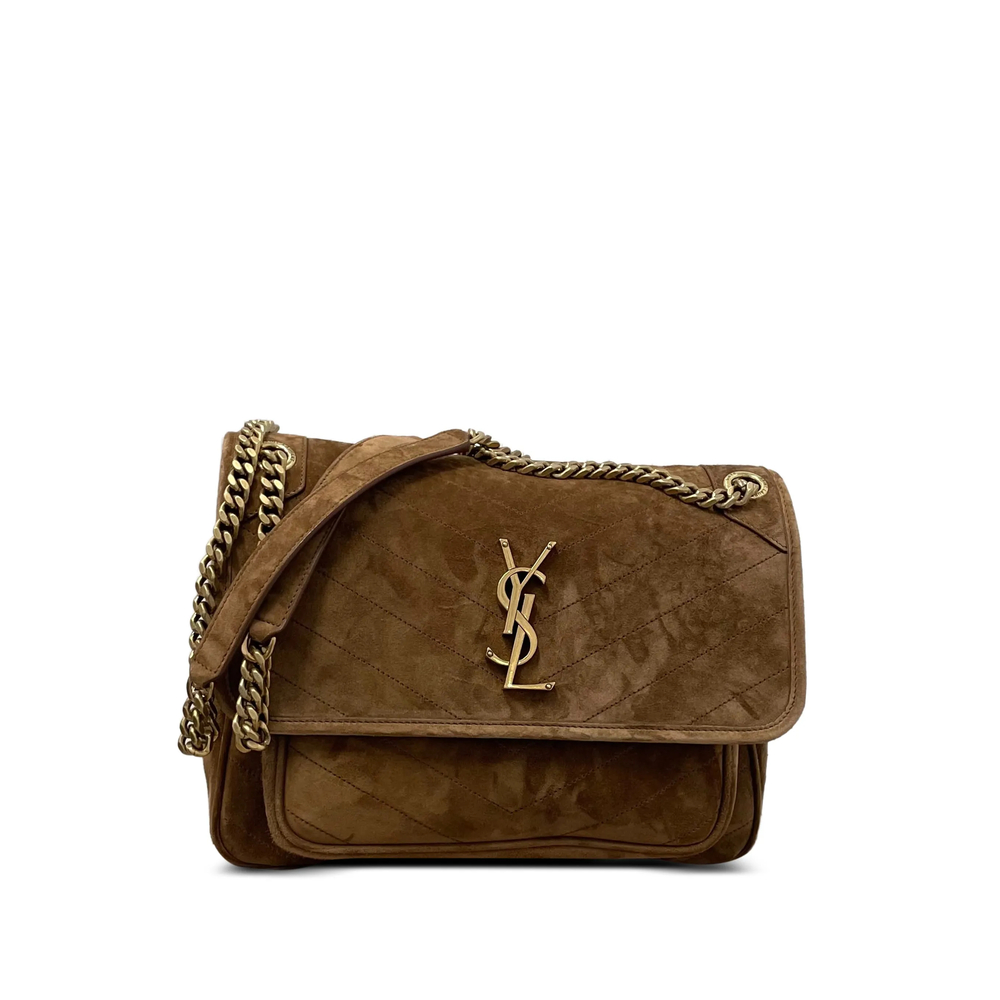 Saint Laurent Medium Niki Chevron-quilted Suede Shoulder Bag