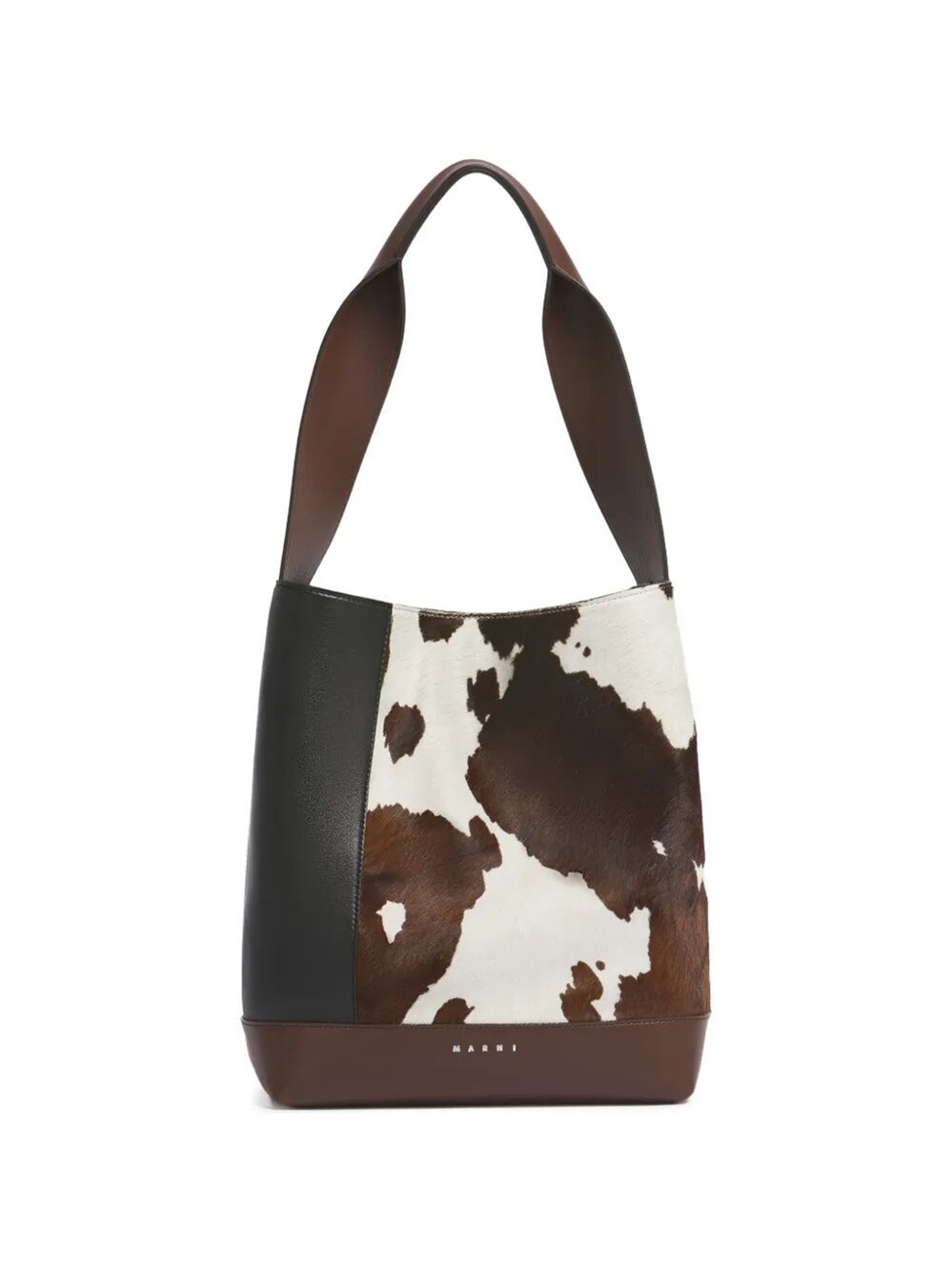 MARNI Handbag Leather Black "Pod" Tote New Handle Mucca