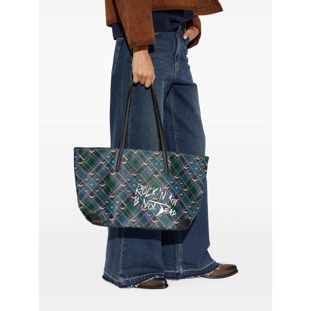 Zadig & Voltaire Check-print Slogan-print Tote Bag