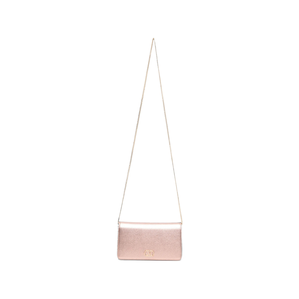 Valentino Garavani VLogo Signature Mini Shoulder Bag In Laminated Grainy Calfskin With Jewel Logo