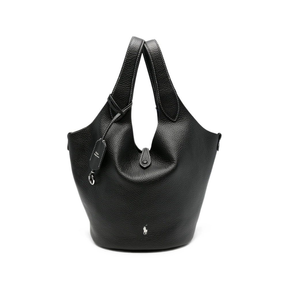 Ralph Lauren Logo-embroidered Pebbled-leather Tote Bag