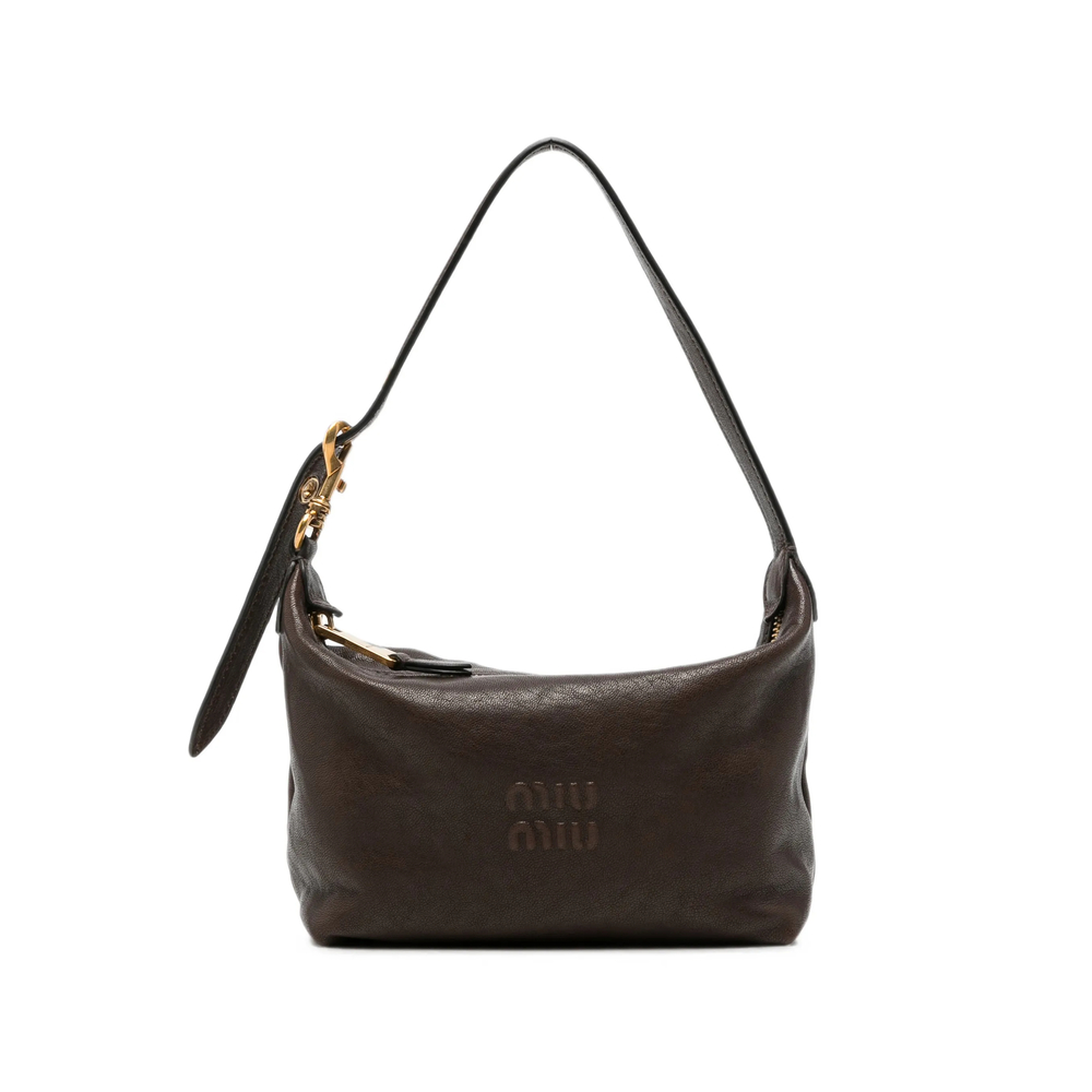 Miu Miu Logo-embossed Leather Tote Bag