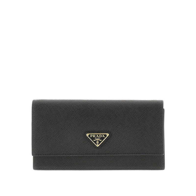 Pouch in pelle Saffiano con logo triangolo