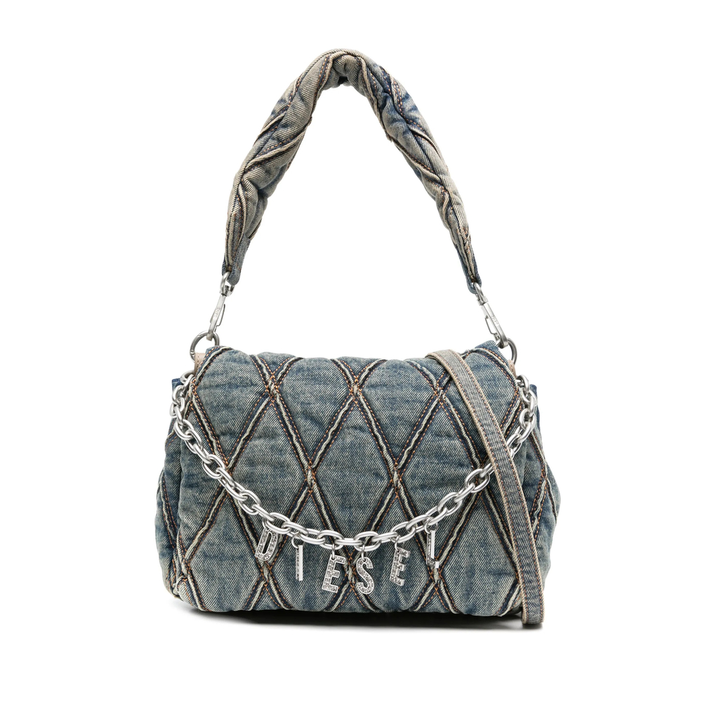 Diesel Charm-D-Small Shoulder Bag In Quilted Denim