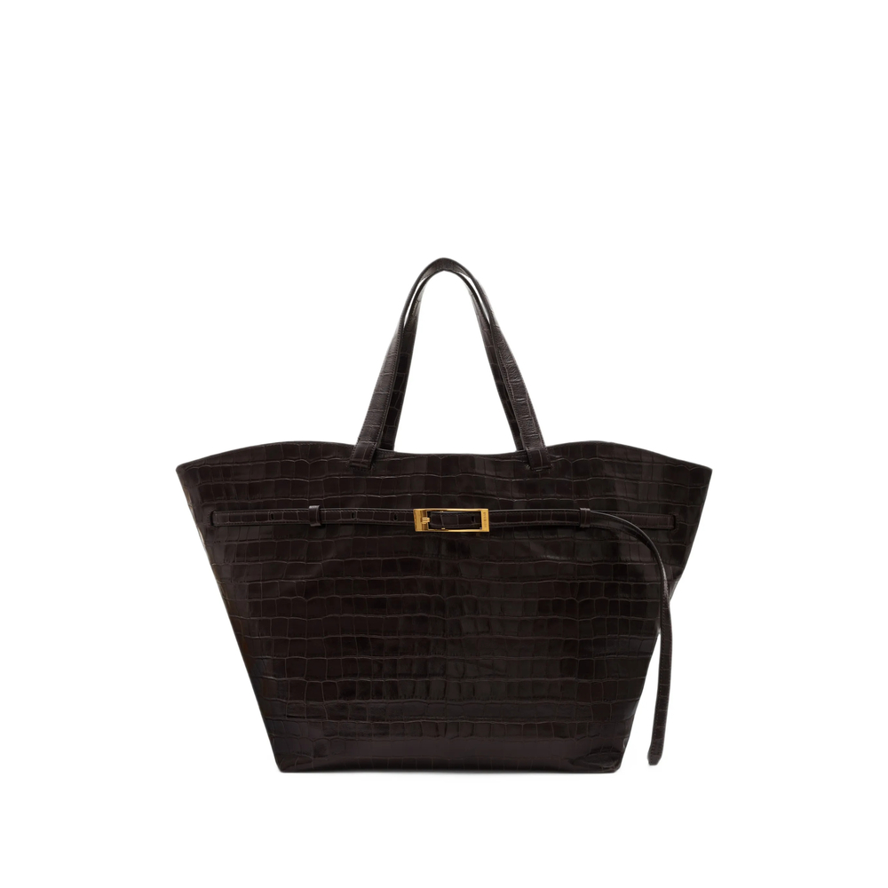 Anine Bing Elly Tote Embossed- Dark Brown