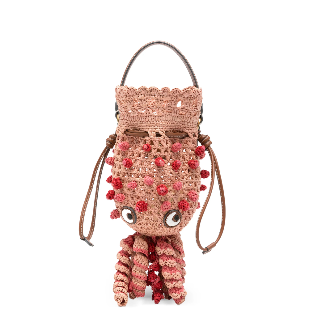Anya Hindmarch Raffia Squid Cross-body Bag In Pink