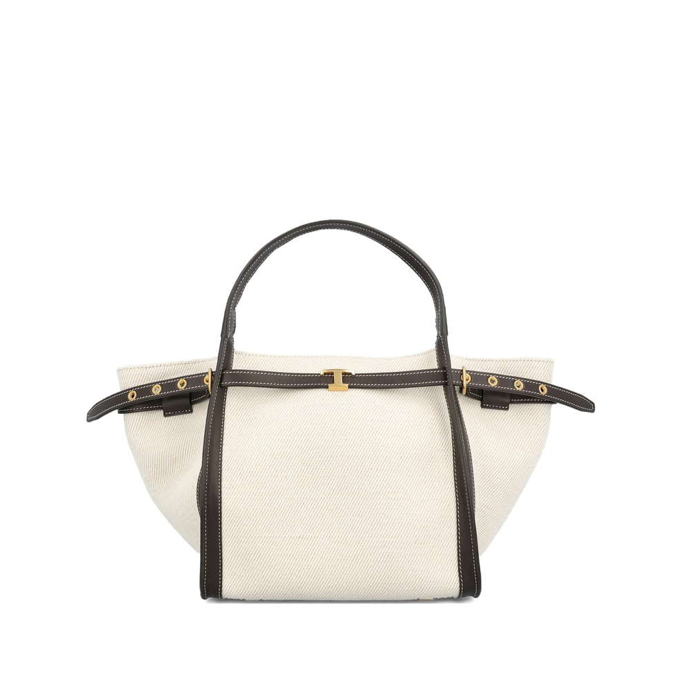 Tod's Small Shopping Bag In Canvas And Leather