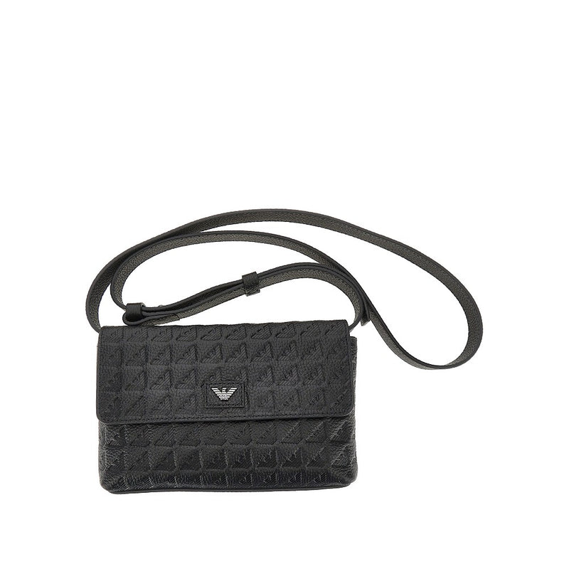 Pochette in pelle goffrata con tracolla