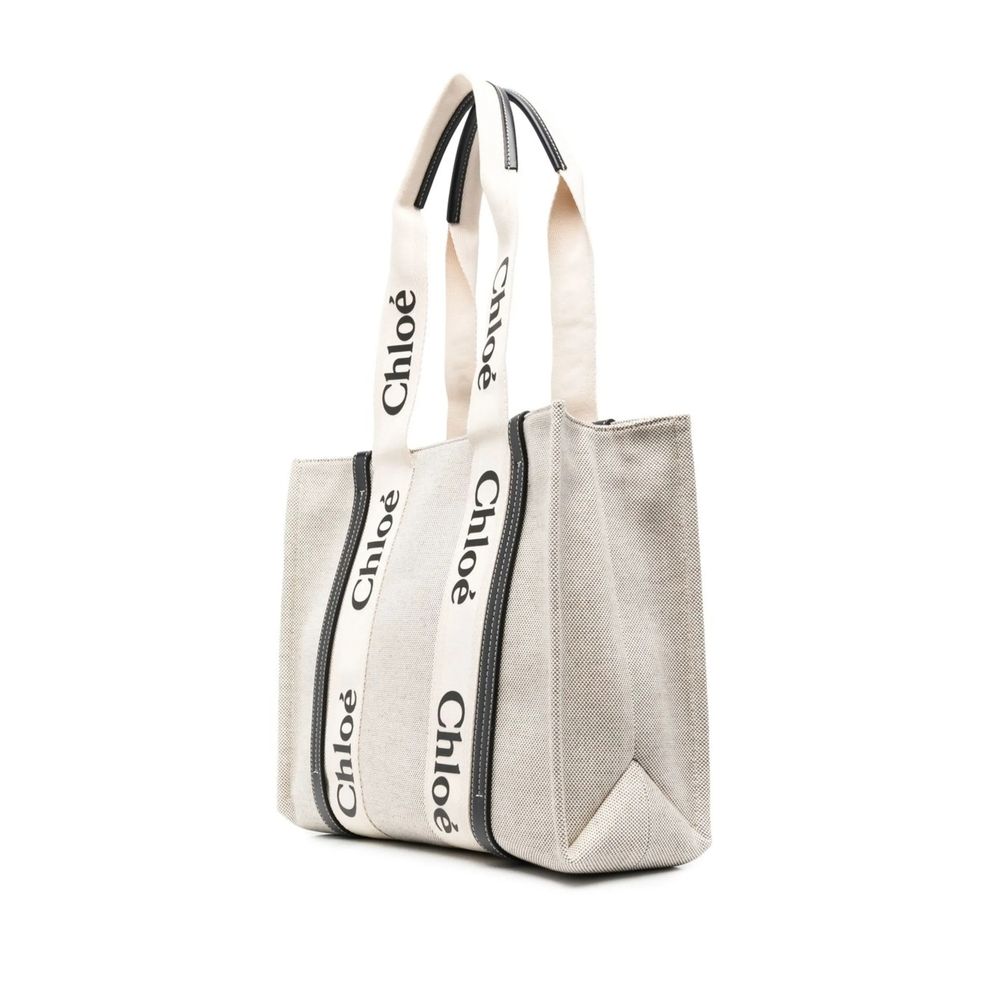 Chloé Woody Tote Bag In Linen