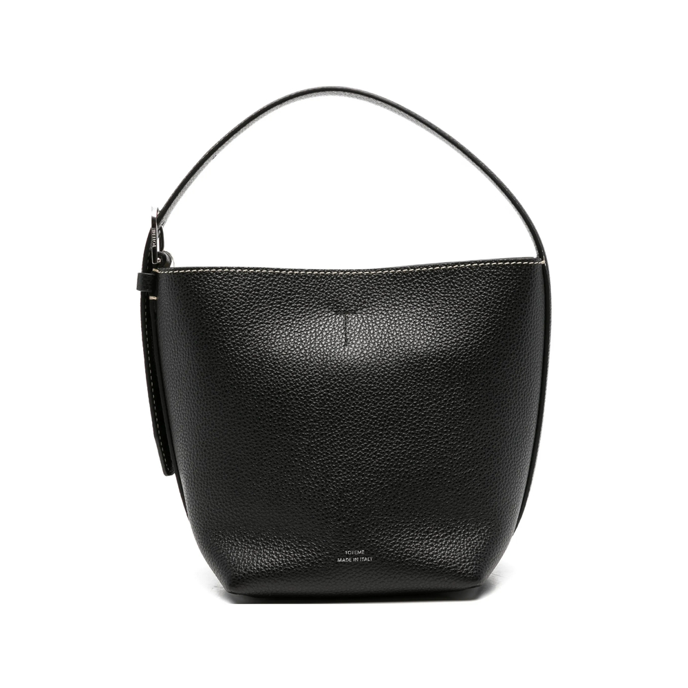 Toteme Small Belted Grained-leather Tote Bag In Black