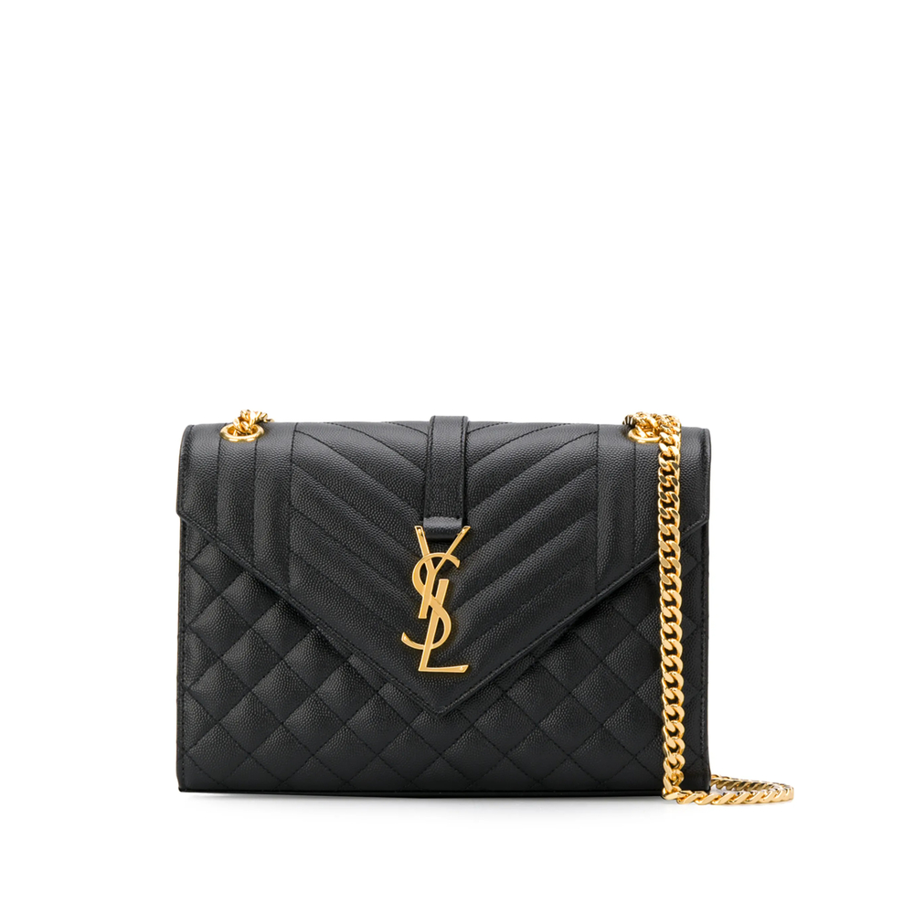 Saint Laurent Medium Envelope Quilted Calf Leather Shoulder Bag