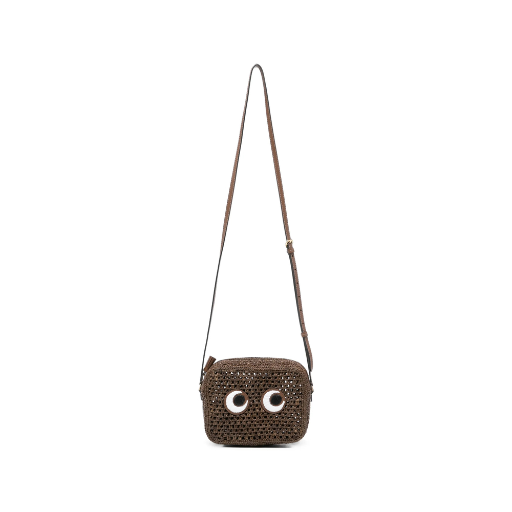 Anya Hindmarch Natural Raffia Eyes Cross-body In Brown