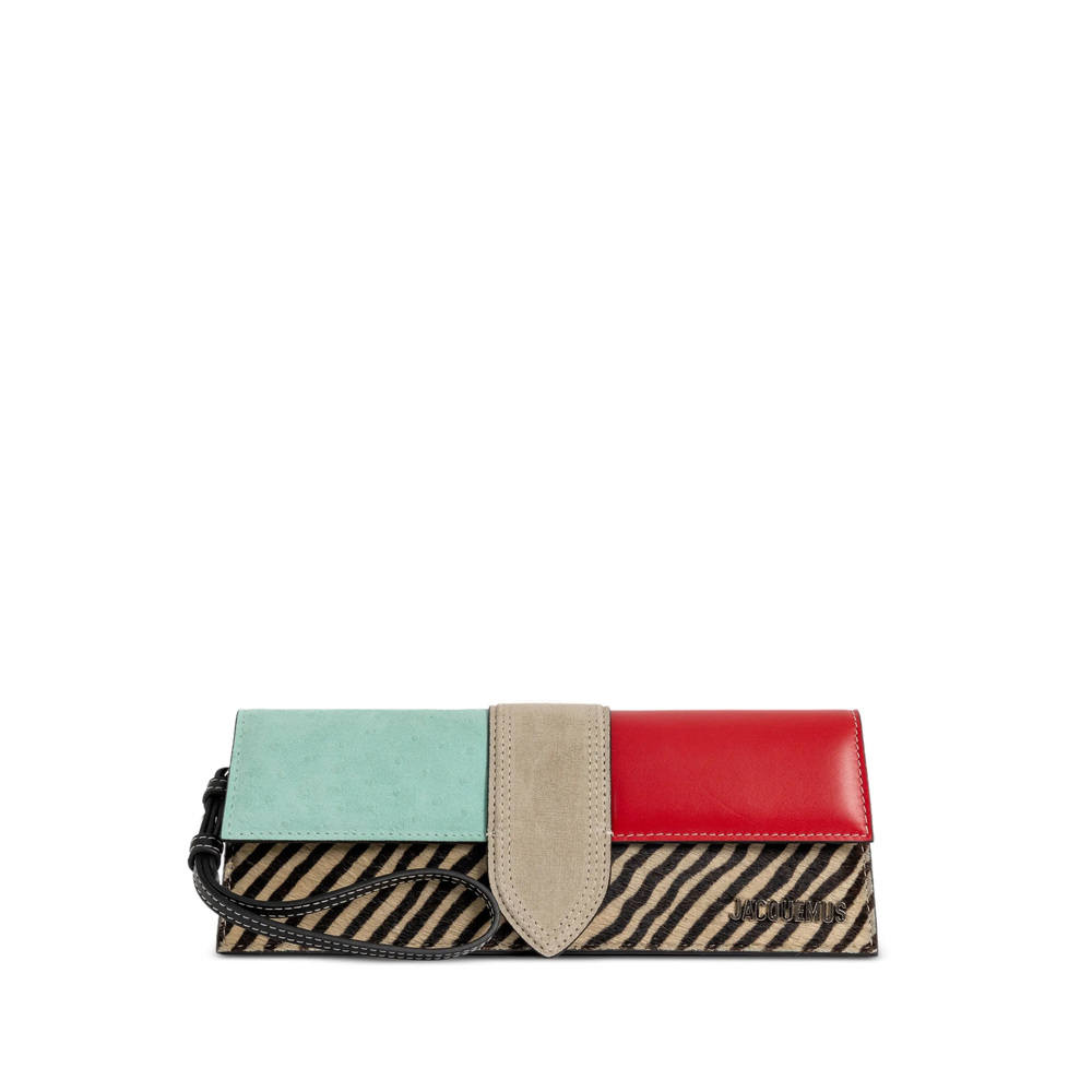 Jacquemus Colour-block Zebra-print Clutch Bag