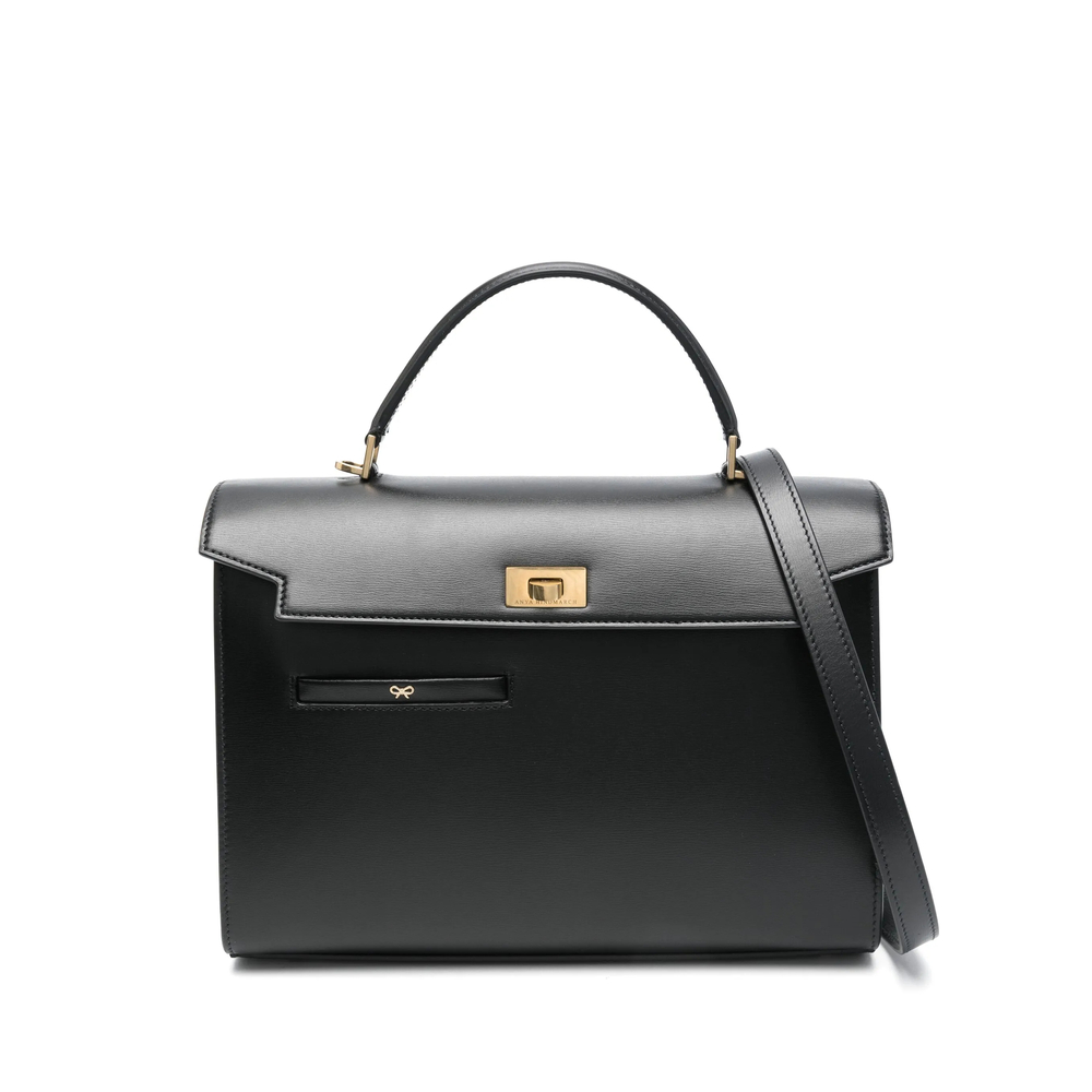 Anya Hindmarch Mortimer Calf Leather Top Handle Bag In Black