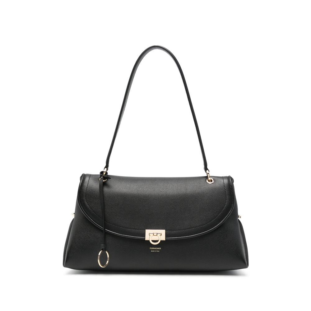 Ferragamo Gancini Pebbled-leather Shoulder Bag