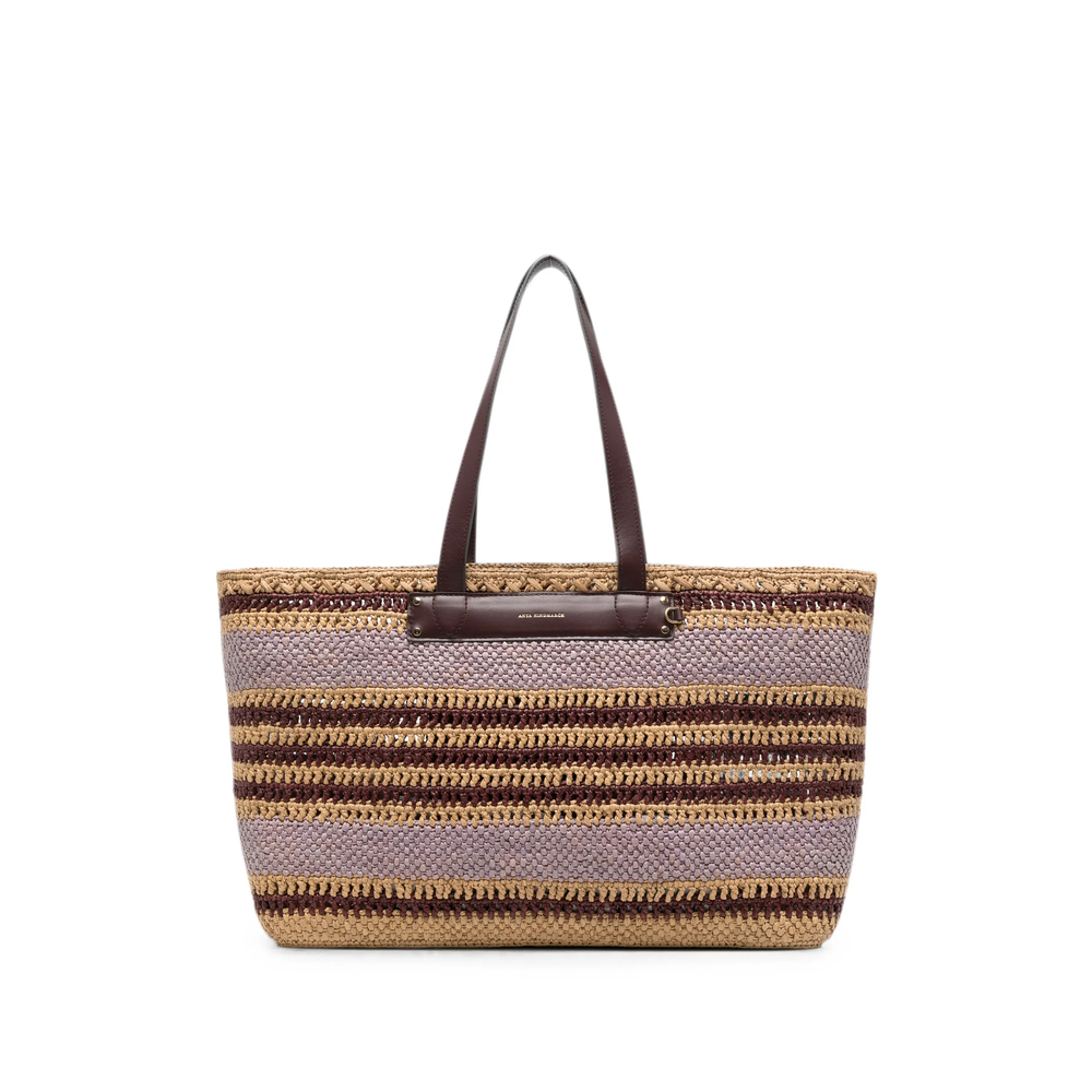 Anya Hindmarch E/W Natural Raffia Stripe Tote Bag In Multi